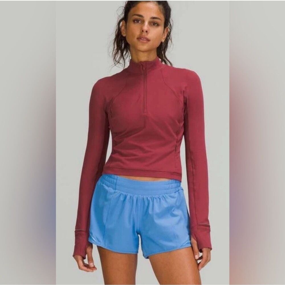 Lululemon It's Rulu Run Cropped Half-Zip Red Pullover Top Women’s 8